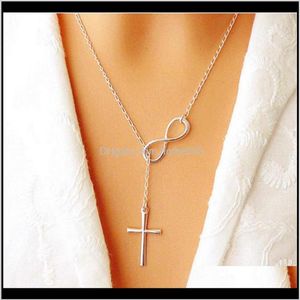 Pendants Jewelry Women Infinity Cross Lucky Number Eight Pendant Necklaces Choker Statement Bib Chain Necklace Lz924 Edi345w