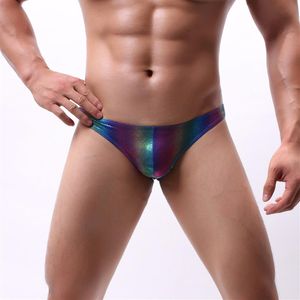 Mens Bikini Underwear Briefs Low Waist U Convex Big Penis Pouch Rainbow Color Briefs Men Nylon Underpants Briefs Man Underwear Sex260c