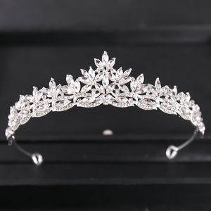 Lyxig strass brud krona tiara silverpläterad kristall prom kronor pannband bröllop hår tillbehör smycken krona
