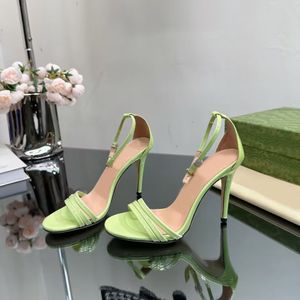 Women's Slim Band Combination Sandals Fashion Rhinestone Genuine Leather Sewn High Heels 10.5cm Show Party Wedding Dress Shoe Matching Box 35-42