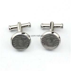 Cuff Links Luxury Steel Black Resin Mens Cufflinks Frensh Pattern M Cufflink For Gift Drop Delivery Jewelry Tie Clasps Dhzgx