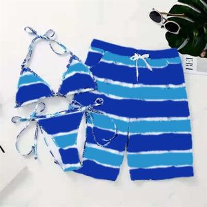 Swimsuit Swim Trunk Bikini Ustaw kobiety mężczyzn Stripe Swimwear Krótka szybka kostium kąpielowa Sexy 255n