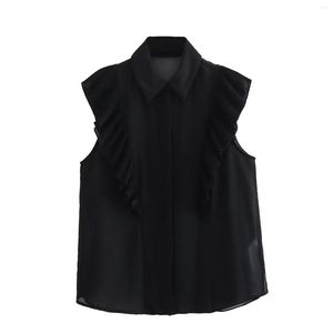 Kvinnors tankar blusar Vest svart skjorta ärmlös topp casual lös söta eleganta damer y2k tank för kvinnor sommar blusas