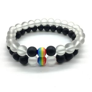 Beaded SN1211 Ny ankomst Rainbow Candy Color Armband Matt Black Onyx Energy Clear Crystal Healing Yoga Wholesale Drop Del Dhgarden Dhnub