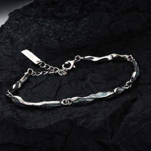 Designer bracelet Korean version simple and delicate S925 sterling silver bracelet female small ice blue drop glaze bracelet texture can be adjusted