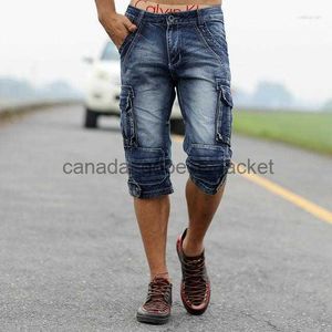 Men's Jeans Men's Jeans 2023 Summer Retro Denim Shorts Casual Washed Male Fashion Short Knee-length Overall Combat Cargo Military StyleL230911