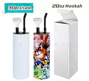 20oz sublimation hookahs Cups straight tumbler cold smoking tumblers fatty cup with Smoking Lid Glass Bowl Water Pipe 918