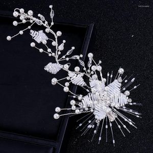 Hårklipp lyxiga brudhuvudstycke Barrettes Vine Rhinestone Floral Pearl Flower Wedding Accessories Brides Smycken