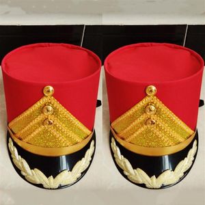Red Party Army Top Hats for Children Adults School Stage Performance Drum Team Hat Music Guard of Honor Accessories Militär Cosp303m