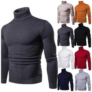 Herrtröjor Turtleneck Knit tröja Autumn Winter Soft Warm Jumper Korean långärmad Slim Pullover Basic Tops