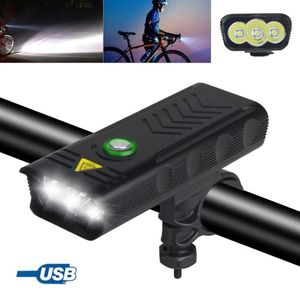 Cykelbelysningar Ljusa framcykellampa USB -laddningsbart ljus 2 3 5 LED -styret Cycling Torch för säkerhet Night254D