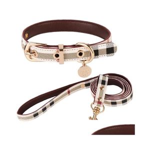 Dog Collars Leashes 7colors Fashion OG Designers Letters Print Old Flowersグリッドパターン