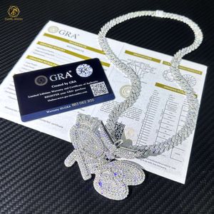 Фабрика на заказ Iced Out Vvs Муассанит Lab Diamond Hip Hop Rmb Имя Цепочка Подвеска Pass Алмазный тестер Мужчины Рэпер Ювелирные изделия