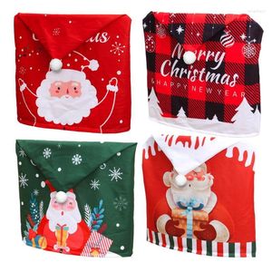 Chair Covers Christmas Washable Stretch Seat Cover Red Santa Claus Hat Dining For Year Merry