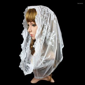 Lenços branco bordado laço infinito véu católico mantilla senhora cabeça cobrindo