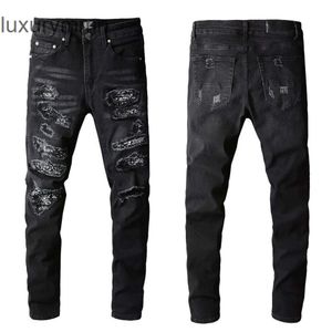 Denim Amiryes Jeans Designer Calças Homem Mens Jean 669High Street Black High Jeans Men's Wear Patch Personalizado Apertado Skinny Leggings 9WR3