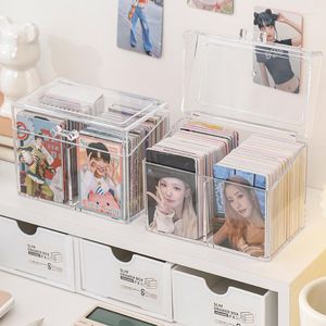 Cornici Kpop Pocard Storage Box Trasparente Po Card Organizer Collezione acrilica Idol Cards Display INS School Stationery