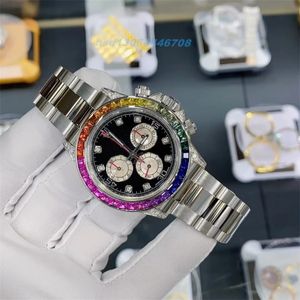 Relógio masculino tamanho de relógio personalizado 40mm 4130 movimento Pacote 18k ouro branco rosa África do Sul verdadeiro anel de diamante Mosan caixa de diamante aço inoxidável 940L
