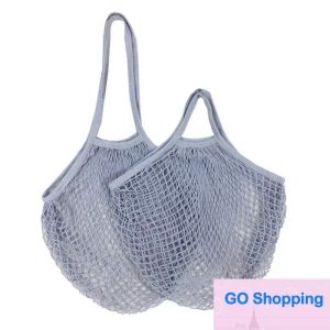 Sacos de malha lavável net string saco de compras eco mercado tote para frutas vegetais portátil alças curtas e longas