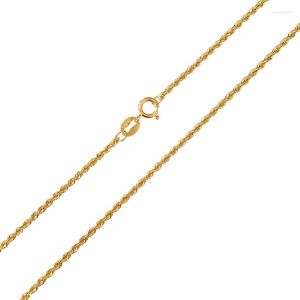 Chains Pure Gold Chain For Women Real 18K Yellow Rope Necklace 1.8mmW Italian Link Au750 Jewelry 16-22inchL Gift