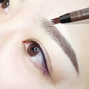 Realçadores de sobrancelha 4 Fork Makeup Pen À Prova D 'Água 4D Brown Tint Tatuagem Cosméticos Longa Duração Natural Make Up Eye Brow Pencil 230911