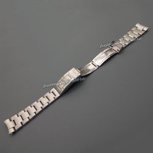 20 mm Ny silverborstat rostfritt stål krökt slutklocka bandband armband för vintage watch2439