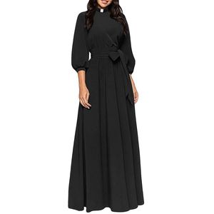 Abito da chiesa per donna Abito maxi aderente a tubino Abiti eleganti da clero da prete con colletto con inserto a linguetta341b