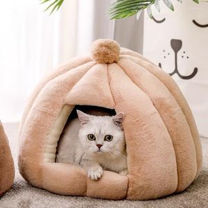 Camas para gatos, quentes, aconchegantes, casa de cachorro, tapete removível, canil, ninho, cesta, macio, confortável, acessórios de dormir para gatinhos