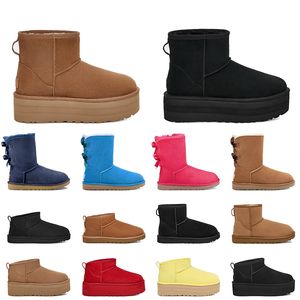 Women Designer Boots Kobiet klasyczny mini platforma Ultra furry but moda OG oryginalny slip-on puszysty krótkie i ii zimowe mokwania śniegowe rozmyte