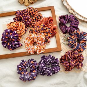 Moda halloween impresso faixas de cabelo scrunchies macio pelúcia corda de cabelo elástico rabo de cavalo laços de cabelo feminino festival acessórios de cabelo