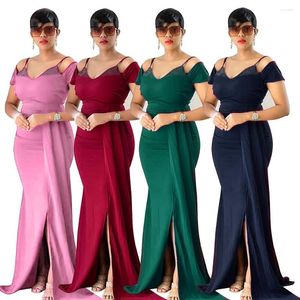 Ethnic Clothing Elegant Suspenders Bridesmaid Dresses Women Fashion Off Shoulder Slits Long Wedding Bridal Party Dress For Africa