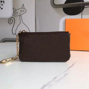 Äkta läder nyckel plånböcker pochette designer nyckelring mode kvinnor män kreditkort hållare mynt handväska lyx plånbok väska charm bro265f