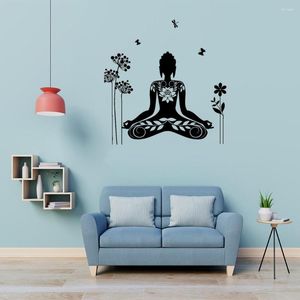 Wall Stickers Buddha Quote Decal Buddhism Yoga Sticker For Meditation Room Art Revocable Mural DW10708