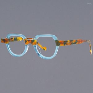 Solglasögon ramar acetat polygon kvinnors glasögon med ram fancy handgjorda glasögon godisfärgglas för män optisk recept
