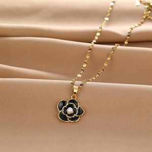 Цепи Ожерелье с камелией, женское роскошное стильное модное универсальное ожерелье с подвеской в виде цветка