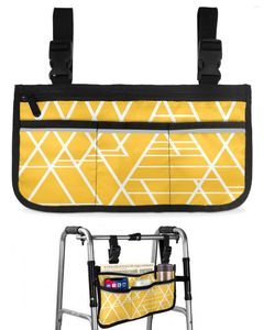 Sacos de armazenamento Textura geométrica Bolsa de cadeira de rodas amarela com bolsos Braço lateral Scooter elétrico Bolsa de quadro de caminhada