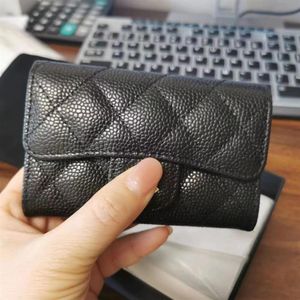Klassisk designer caviar plånbokskorthållare äkta läder c kredit -id -kort plånbok flip väska lyx kvinnor mynt purses mens resor339s