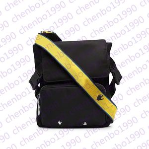 새로운 2022 브랜드 미니 남자 오프 노란색 캔버스 벨트 화이트 숄더 가방 PU 가슴 가방 허리 가방 다중 목적 지방 숄더 가방 messe308L