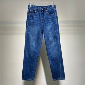 Desiger Jeans for Women Nine Cent Wash Blue Cotton Mid-waist Straight Leg Retro Comfortable Women's Pants