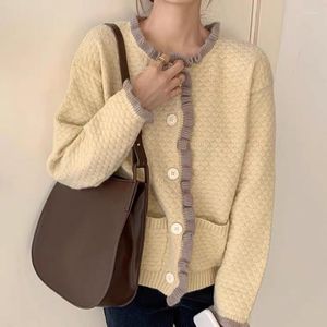 Women's Sweaters Korean Petal Lace Knitted Cardigan Vintage Sweater Color With Loose Coat Women