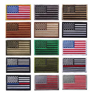 American Flag USA High Quality Black Tactical Brodery Army Badge Hook Loop Armband 3D Stick On Jacket Ryggsäck Klistermärken235G