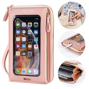 Wallets Women Wallet Female Solid Color Shoulder Bag Messenger Large-Capacity Mirror Mobile Phone Card Case