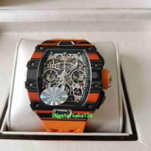 Идеальные мужские часы RM11-03 47 мм x 38 мм из нержавеющей стали, оранжевая задняя крышка, прозрачная углеродное волокно, сапфир, автоматические механические мужские часы, наручные часы