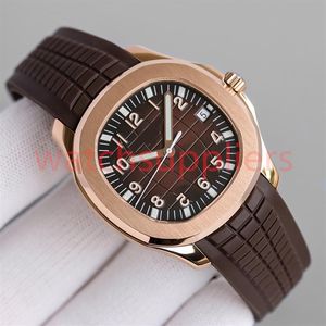 Gold Mens watches Elegant movement Automatic movement Pat 40mm comfortable rubber strap waterproof Auto Date luminous wristwatches211x