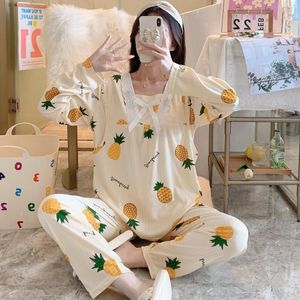 Mulheres sleepwear pijamas grávidas conjunto 2023 algodão casual solto roupas de maternidade pós-parto enfermagem manga longa topo e calças