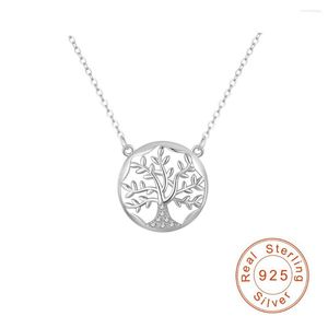 Pendant Necklaces XSL Gamey Fashion 925 Sterling Silver Tree Of Life Necklace Clear Zircon Female Girl Party Jewelry Gift