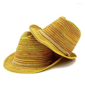 Beralar Straw Panama Şapk Yetişkin Fedora Şapkaları Kemer Trilby Caps Kadın Erkekler Yaz Fedoras Caz Nefes Alabilir Sunhat Cap Blower