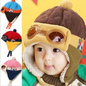 Pojkar vinter varm flygare mössa spädbarn beanie pilot virkning öronflap hattar baby fleece hatt gorro barn tillbehör