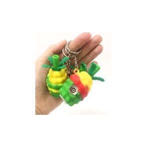 Pineapple pipe hand pipe keychain portable mini hand pipe smoking pipe oil drill water gun with metal bowl keychain