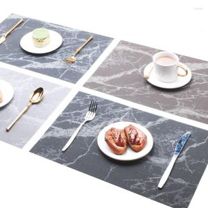 Tapetes de mesa modernos padrão de mármore jantar decorativo antiderrapante placemat pvc jacquard prato tecido tapete de café decoração